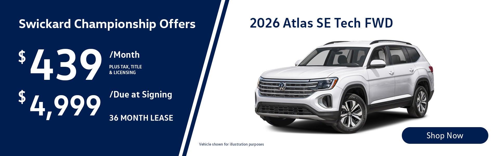 2026 Atlas SE Tech FWD Lease for $439 per month for 36 month