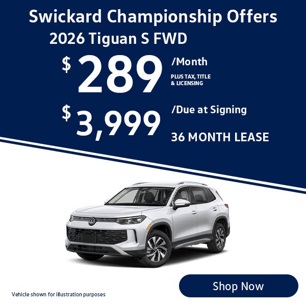 2026 Tiguan S FWD Lease for $289 per month for 36 months.