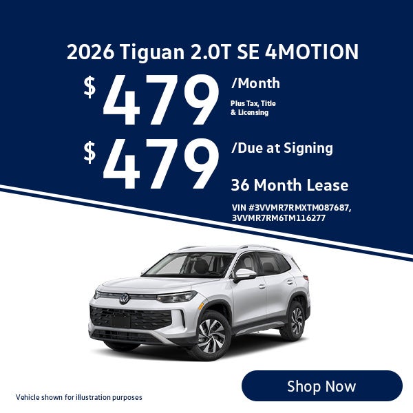 2026 Volkswagen Tiguan 2.0T SE Lease from $479/mo, $479 due 